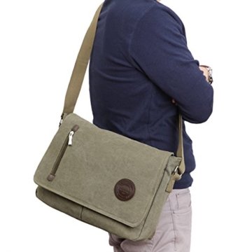 Canvas Schultertasche in Armeegrün