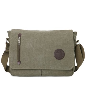 Canvas Schultertasche in Armeegrün