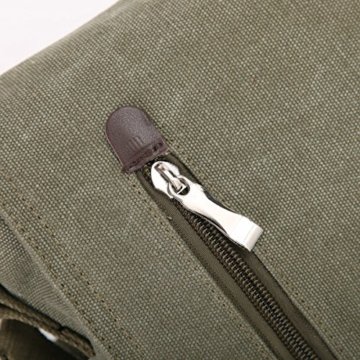 Canvas Schultertasche in Armeegrün
